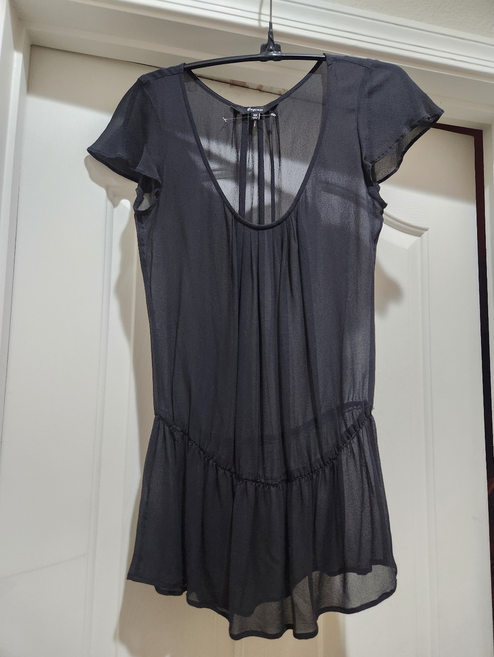 Express Sheer Black Short Sleeve Tunic Dress